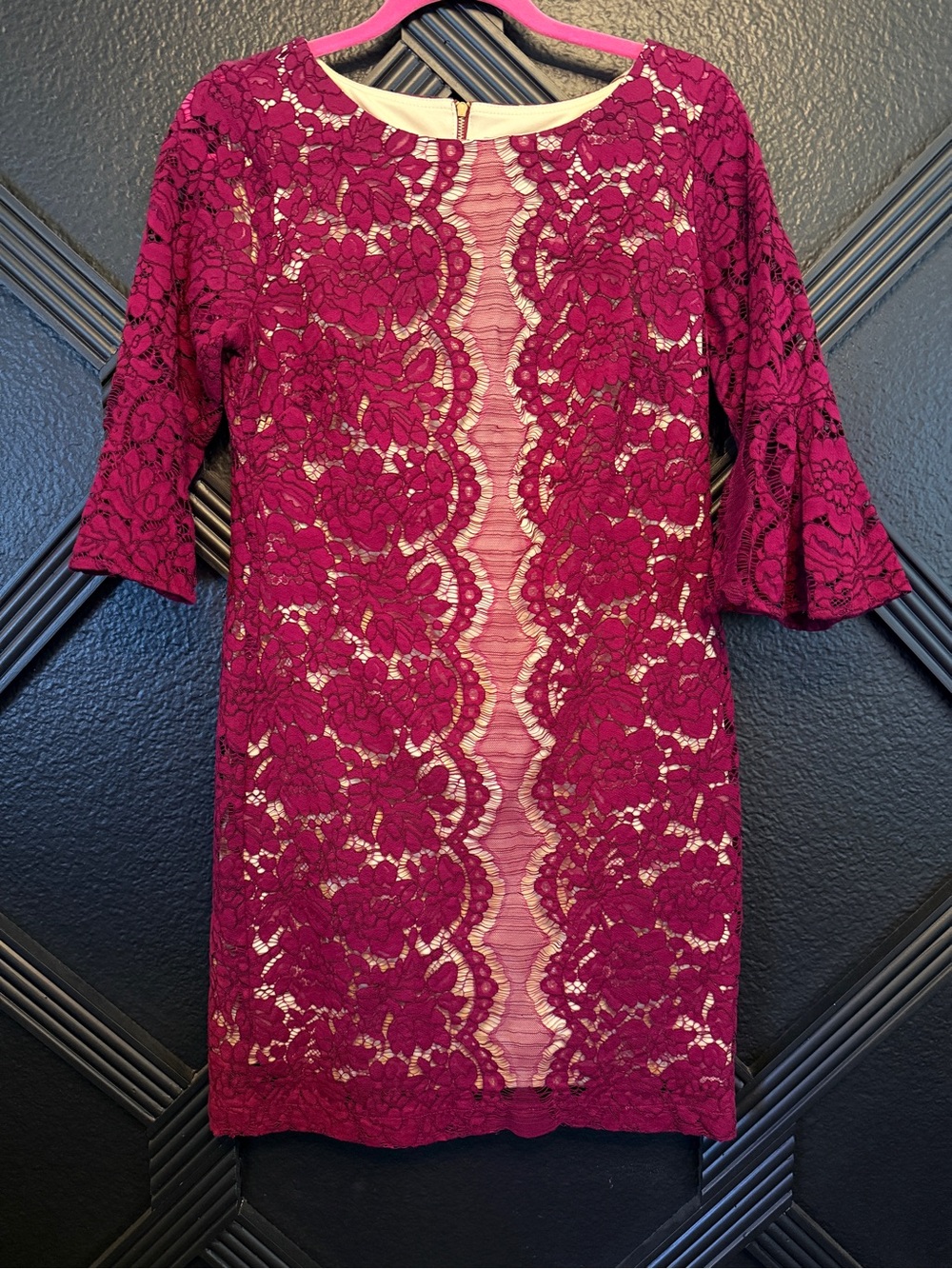 Danny & Nicole Fuchsia Lace Mini Dress